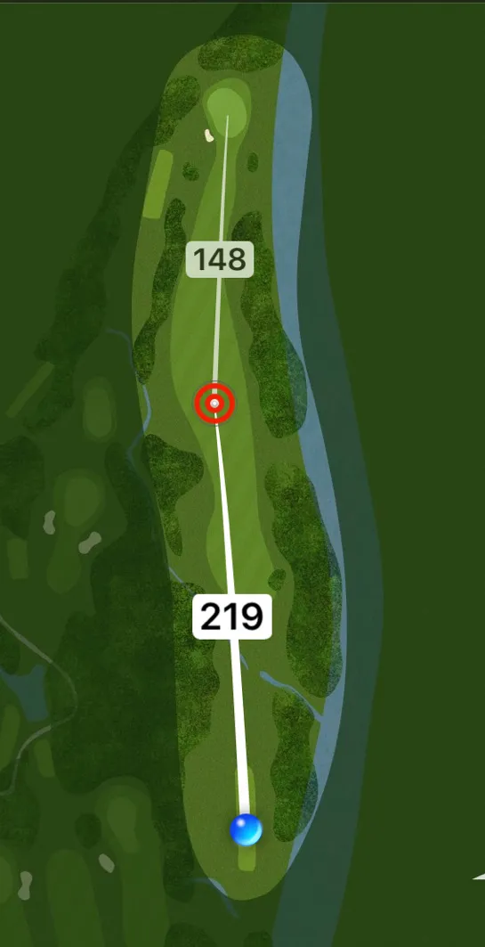 Aerial plan of hole 12, River Hole